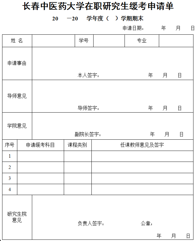 长春中医药大学在职研究生可以缓考吗?